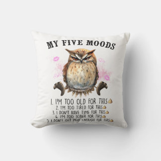 Funny Grumpy Owl Sprichwort Kissen
