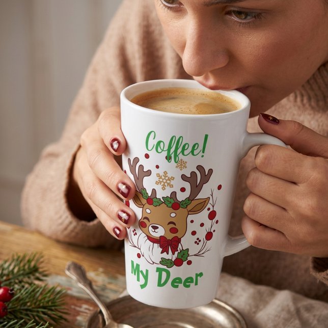 FUNNY Grüntöne & Brown COFFEE Deer Latte Tasse (Von Creator hochgeladen)