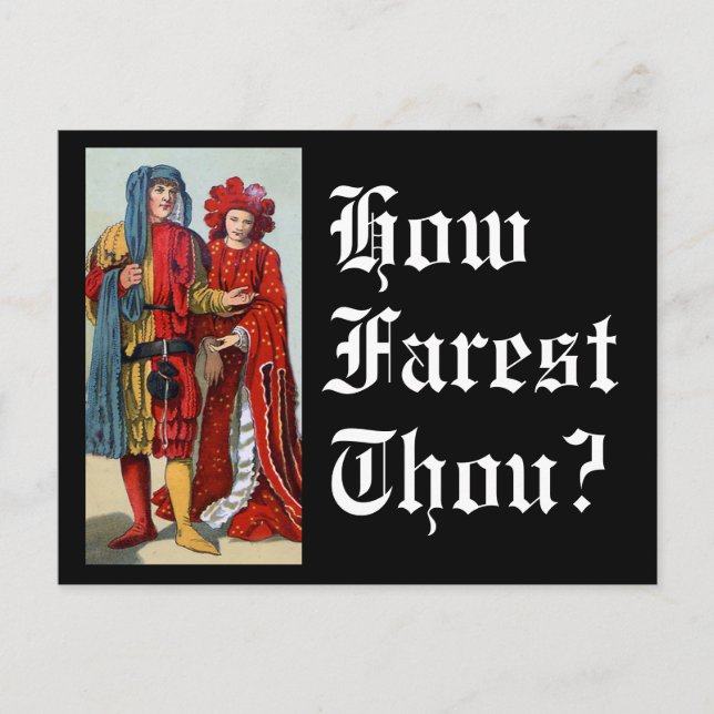 Funny Gruß, wie fern du mittelalterliche Kostüme b Postkarte (Vorderseite)