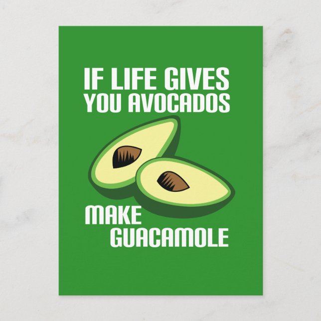 Funny Guacamole Avocado Joke Postkarte (Vorderseite)