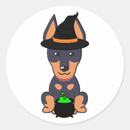 Funny Guard Hund ist eine Hexe Runder Aufkleber