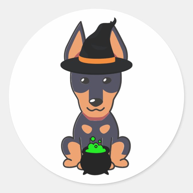 Funny Guard Hund ist eine Hexe Runder Aufkleber (Vorderseite)