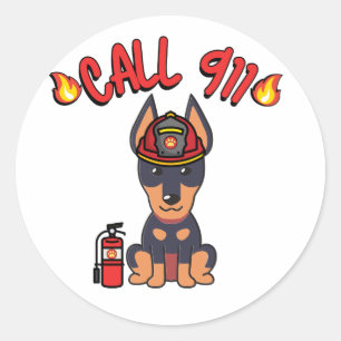 Funny Guard ist ein Feuerwehrhund Runder Aufkleber
