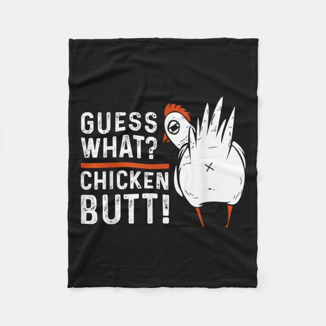 Funny Guess Was_ Hühnchen Hintern! White Design Fleecedecke (Vorderseite)