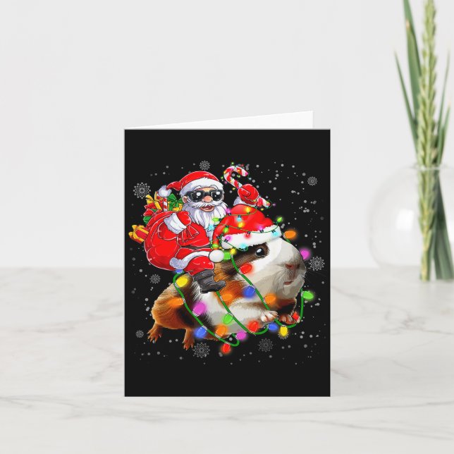 Funny Guinea G Christmas Santa Hat Xmas Lights  Karte (Vorderseite)
