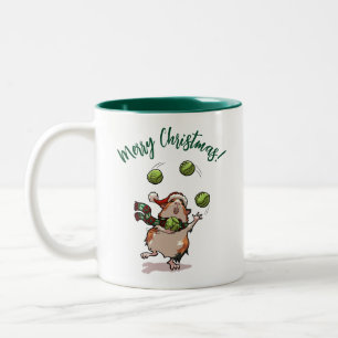 Funny Guinea Pig Frohe Weihnachten! Juggler Cartoo Zweifarbige Tasse