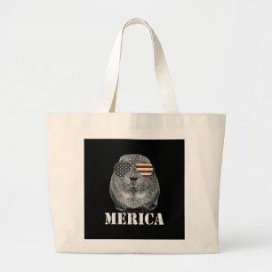 Funny Guinea Pig Merica Patriotic Usa Flaggenbrill Jumbo Stoffbeutel