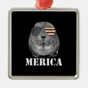Funny Guinea Pig Merica Patriotic Usa Flaggenbrill Ornament Aus Metall