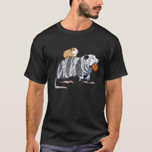 Funny Guinea Pig Riding Mummy Opossum Halloween T-Shirt