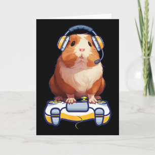 Funny Guinea Pig und Video Gamer Lover Fluffy Cavy Karte