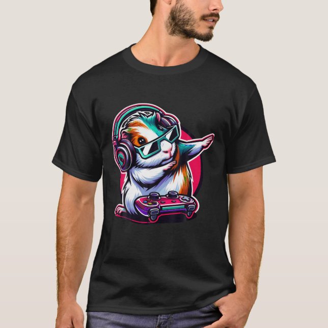 Funny Guinea Schweinchen und Video Gamer Lover T S T-Shirt (Vorderseite)