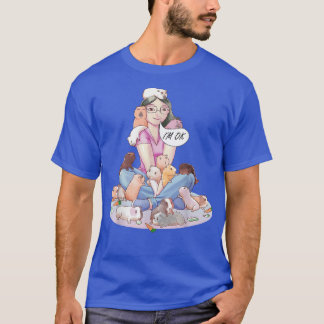 Funny Guinea Schweine spielen mit einem Mädchen, d T-Shirt