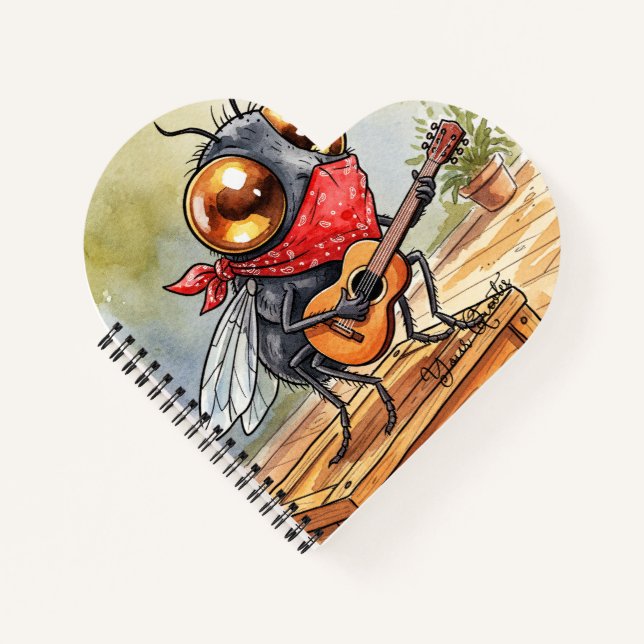 Funny Guitar Fly Art Notizbuch (Vorderseite)