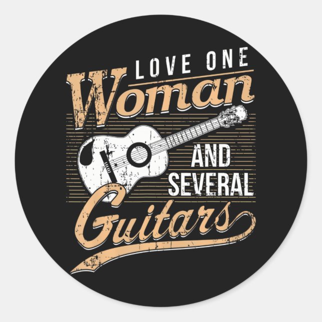 Funny Guitar Lovers Gitarrist Musician Band Runder Aufkleber (Vorderseite)
