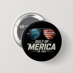 Funny Gulf of USA America 2025 Retro Sonnenbrille Button