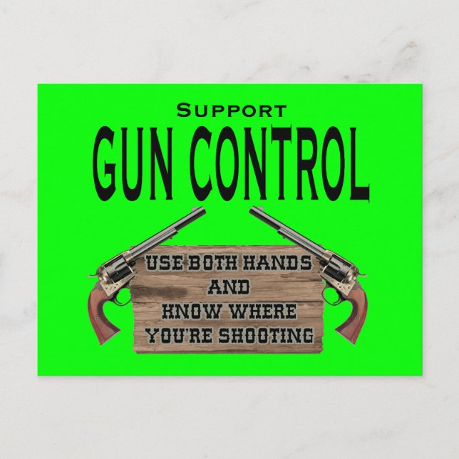 Funny Gun Kontrolle Postcard #1 Postkarte (Vorderseite)
