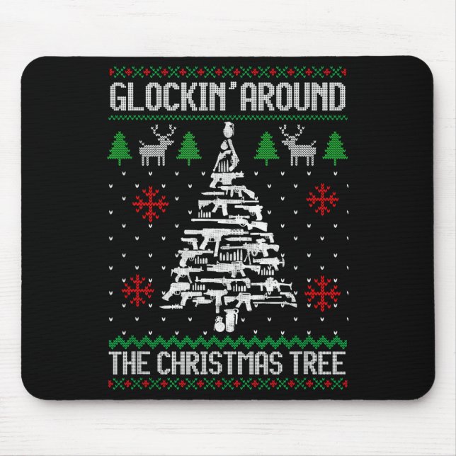 Funny Guns Ugly Christmas Sweaters For Gun Lovers  Mousepad (Vorne)