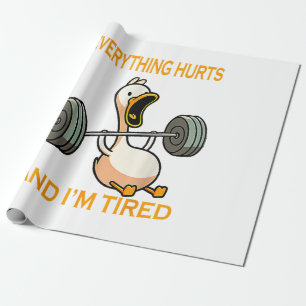 Funny gym duck Zitat alles tut weh und ich bin Rei Geschenkpapier