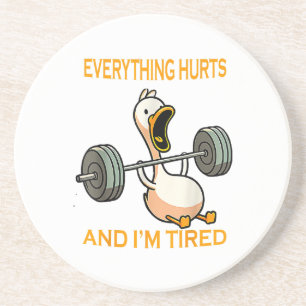 Funny gym duck Zitat alles tut weh und ich bin Rei Getränkeuntersetzer