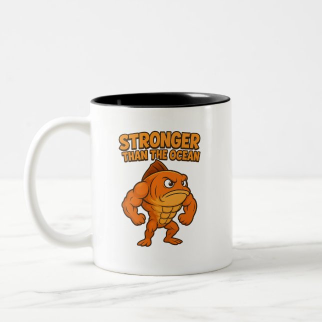 Funny Gym Fish T - Shirt Zweifarbige Tasse (Links)