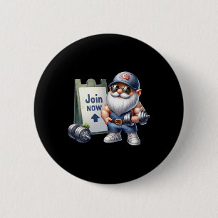 Funny Gym Gnome Grafik mit Dumbells für Männer gee Button