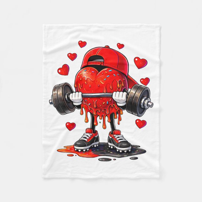 Funny Gym Heart Weightlifting Fitness Workout Drip Fleecedecke (Vorderseite)