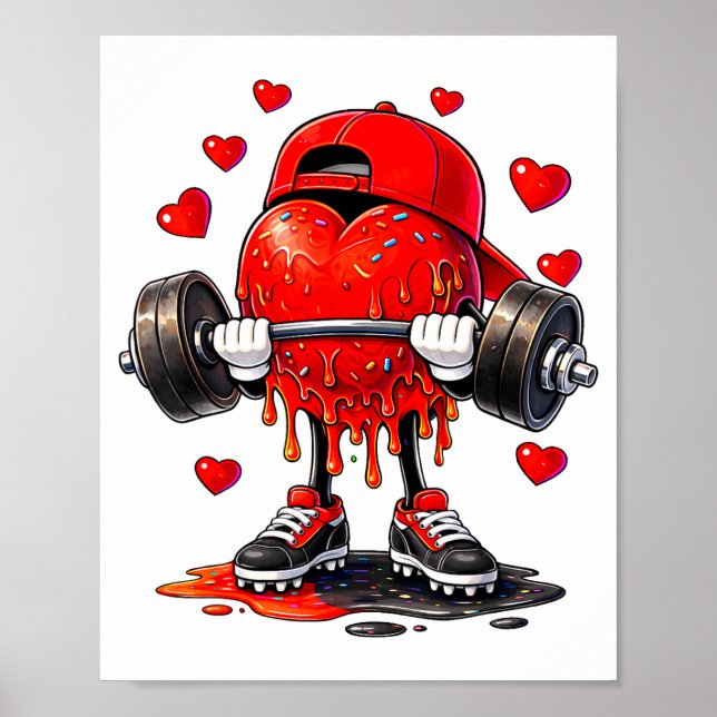 Funny Gym Heart Weightlifting Fitness Workout Drip Poster (Vorne)