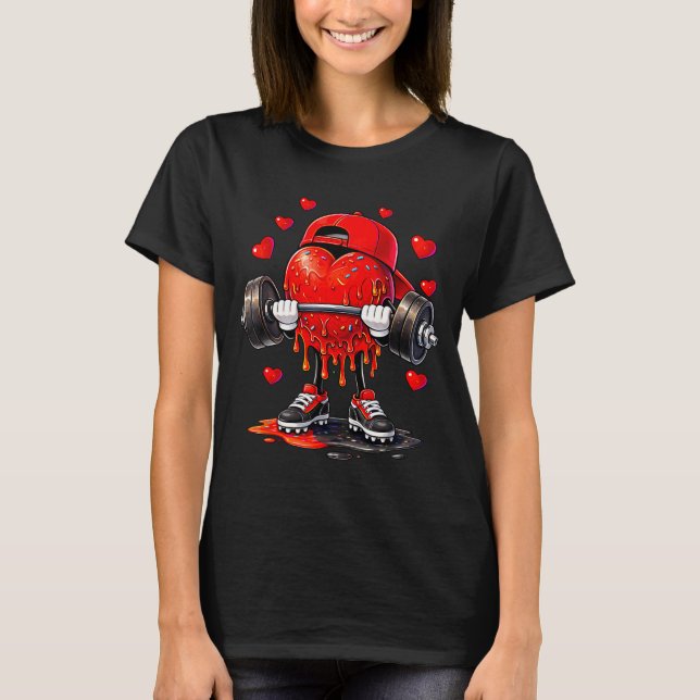 Funny Gym Heart Weightlifting Fitness Workout Drip T-Shirt (Vorderseite)