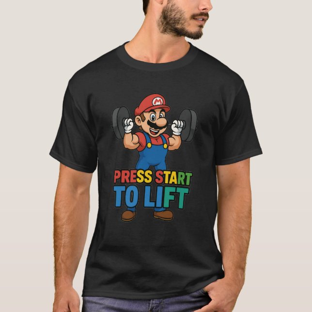 Funny Gym Mario - Super Workout Power T-Shirt (Vorderseite)