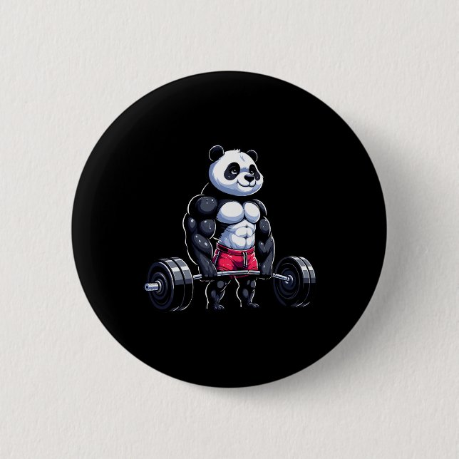 Funny Gym Panda Bodybuilder Weightlift Motivati Button (Vorderseite)