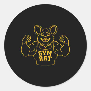 Funny Gym Rat Bodybuilding für Gym Liebhaber Runder Aufkleber