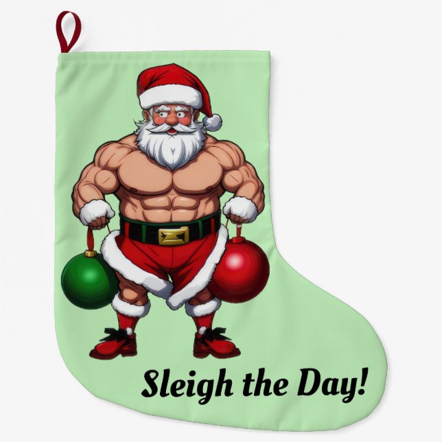 Funny Gym Santa Claus Weihnachten Strumpf Großer Weihnachtsstrumpf (Vorderseite)