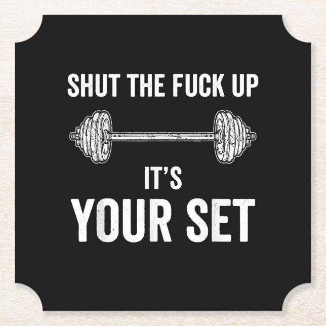 Funny Gym trainiert sein Set Zitat Untersetzer (Vorderseite)