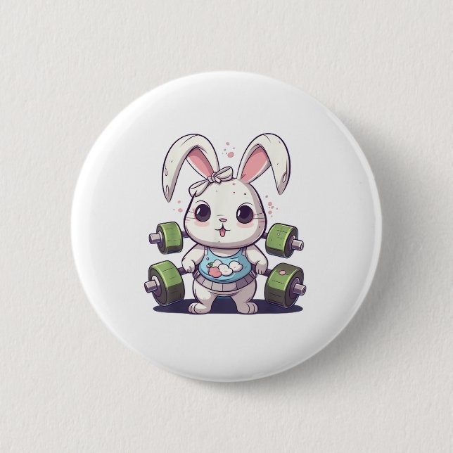 Funny Gym Workout Bunny Fitness Studio Rabbit Card Button (Vorderseite)