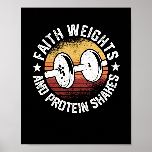 Funny Gym Workout Christliche Glaubensgewichte Poster (Vorne)