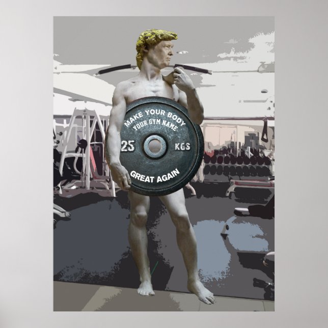 Funny Gym Workout David als Donald Trump Full Body Poster (Vorne)