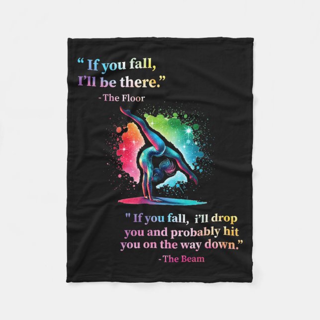 Funny Gymnastics Floor Saying Gymnast Girl Rainbow Fleecedecke (Vorderseite)