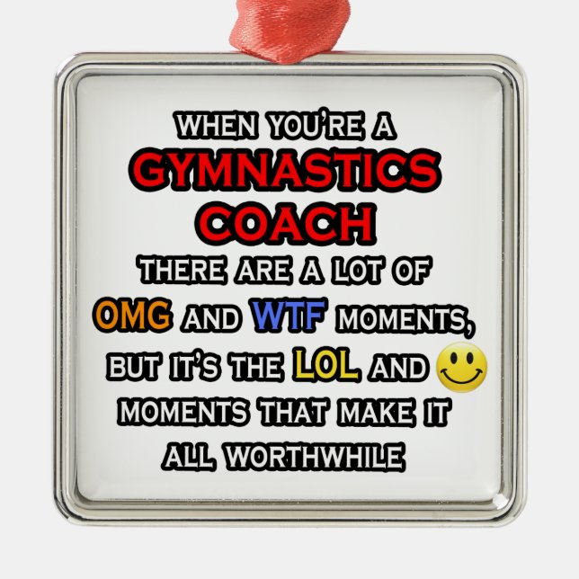Funny Gymnastics Trainer ... OMG WTF LOL Silbernes Ornament (Vorne)