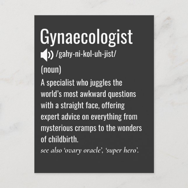 Funny Gynecologin Definition Gynacologin Postkarte (Vorderseite)