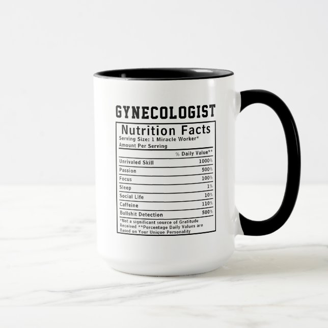 Funny Gynecologist Nutrition Facts Doctor Gift Tasse (Rechts)