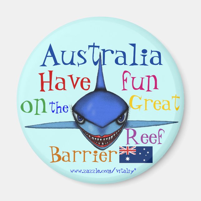 Funny Hai Australia Great Barrier Reef Magnet (Vorne)