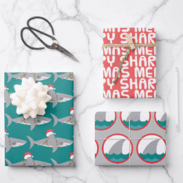 Funny Hai Weihnachtswrapping Paper Sheet Set Geschenkpapier Set