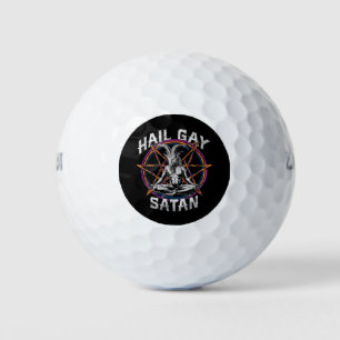 Funny Hail Gay Satan LGBT Goth Gay Pride Baphomet Golfball