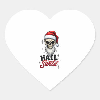 Funny Hail Santa Claus Skull Skeleton Antichrist C Herz-Aufkleber