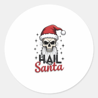 Funny Hail Santa Claus Skull Skeleton Antichrist C Runder Aufkleber