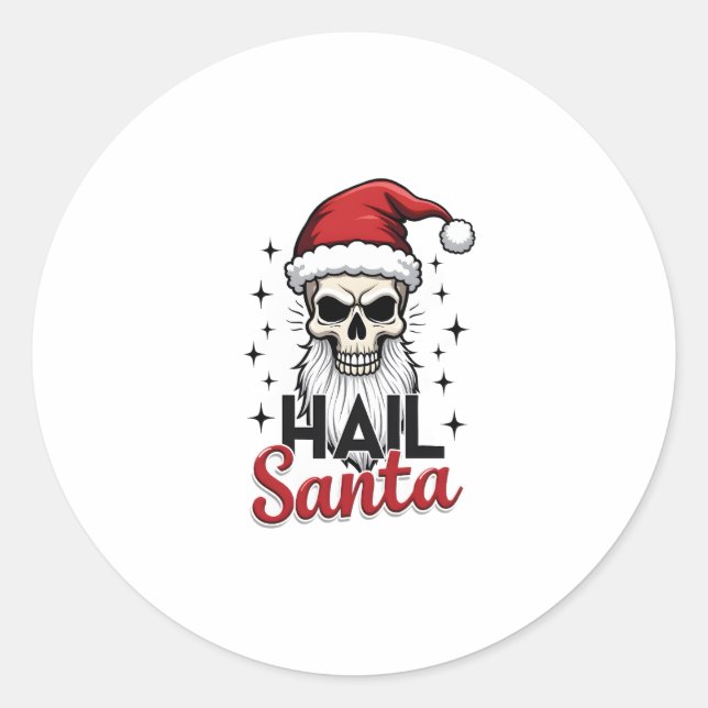 Funny Hail Santa Claus Skull Skeleton Antichrist C Runder Aufkleber (Vorderseite)