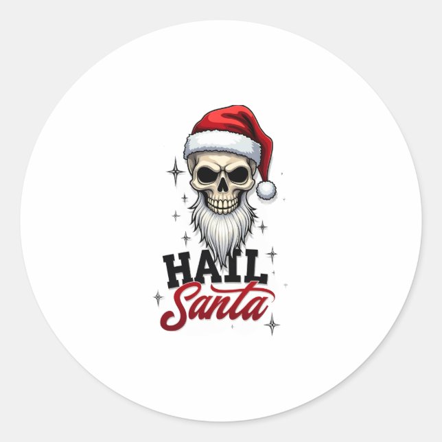 Funny Hail Santa Claus Skull Skeleton Antichrist C Runder Aufkleber (Vorderseite)