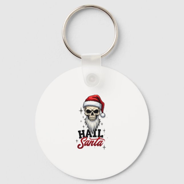 Funny Hail Santa Claus Skull Skeleton Antichrist C Schlüsselanhänger (Vorderseite)