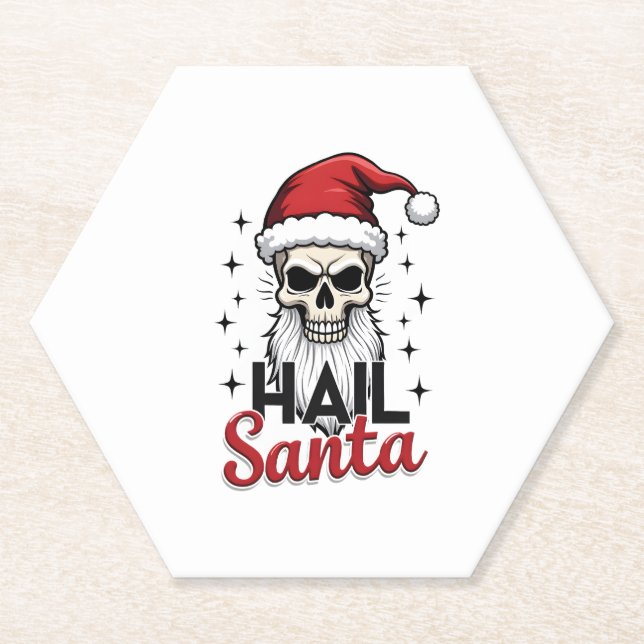 Funny Hail Santa Claus Skull Skeleton Antichrist C Untersetzer (Vorderseite)