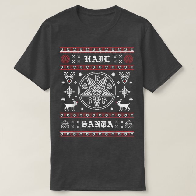 Funny Hail Santa Ugly Christmas Sweater Gift Amazi T-Shirt (Design vorne)